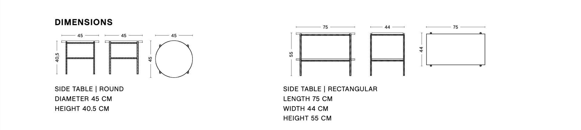 Dimensions of REBAR SIDE TABLE ROUND