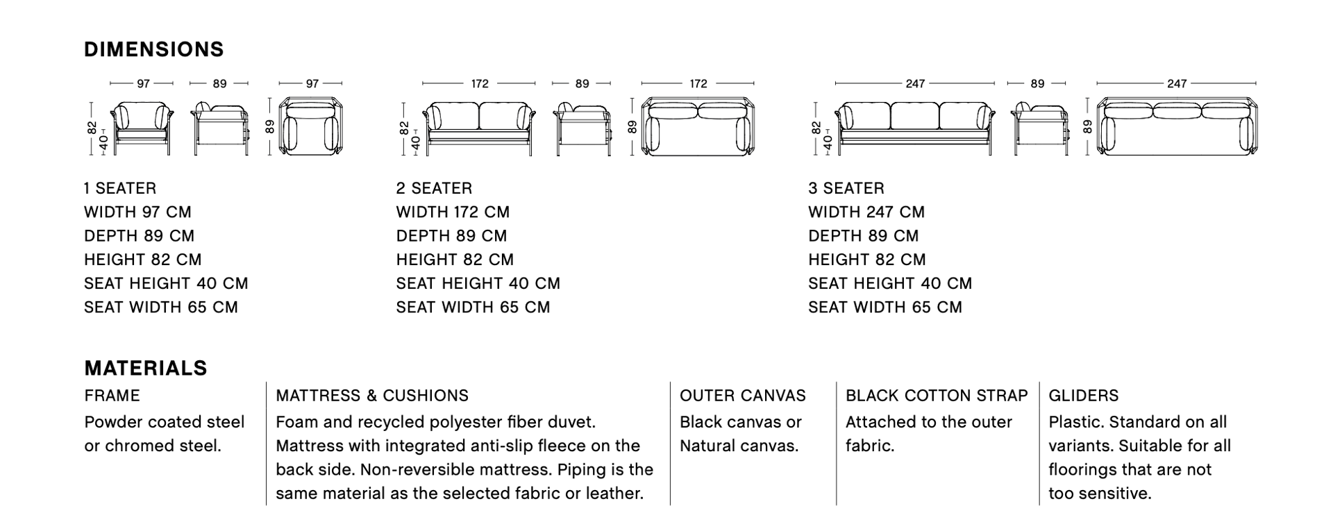 Dimensions of CAN SOFA