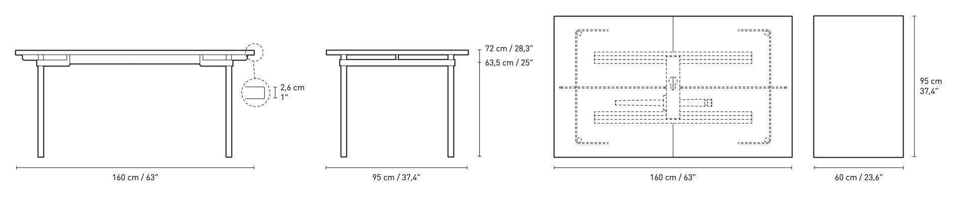 Dimensions of CH322 | Dining Table