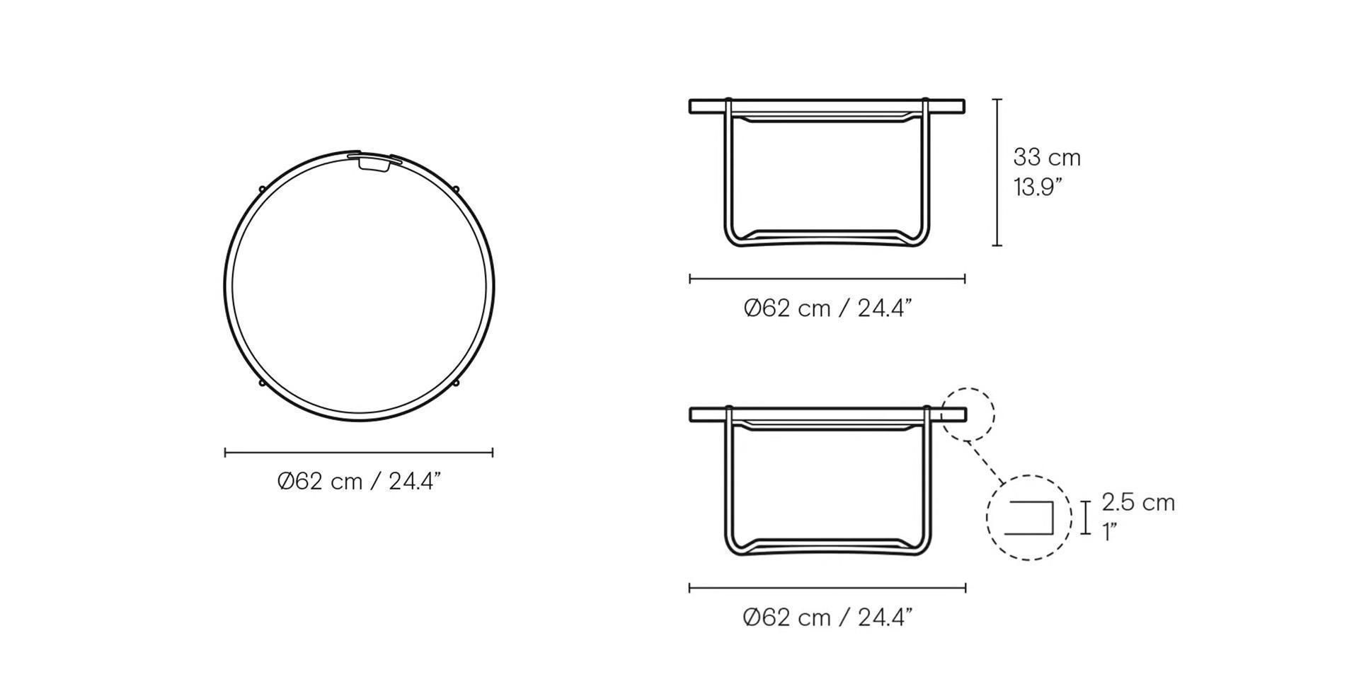 Dimensions of CH417 | Tray Table | Ø62