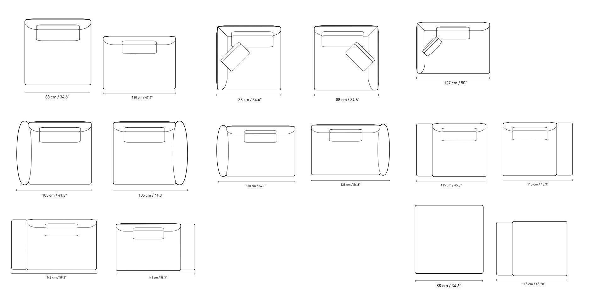 Dimensions of E300 | Embrace Sofa