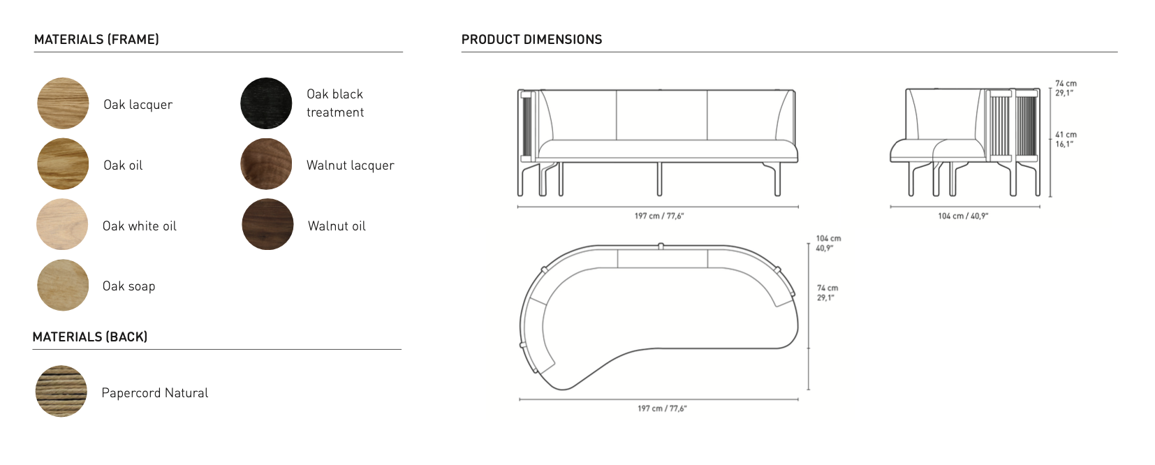 Dimensions of RF1903 | Sideways Sofa