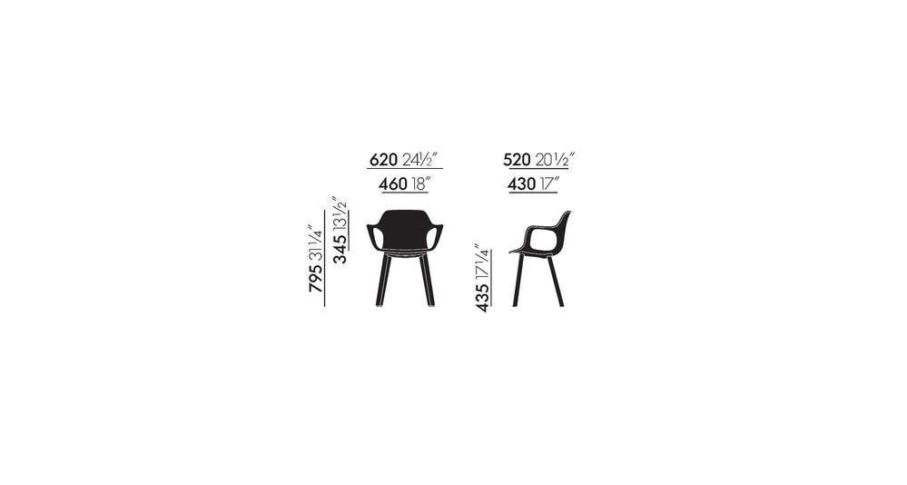 Dimensions of HAL Armchair Wood