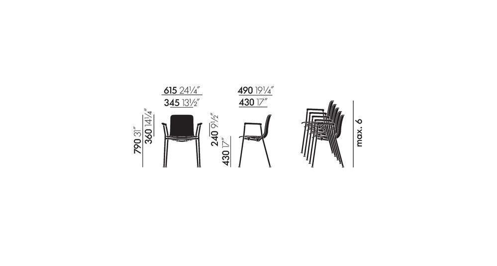 Dimensions of HAL Tube Armrest