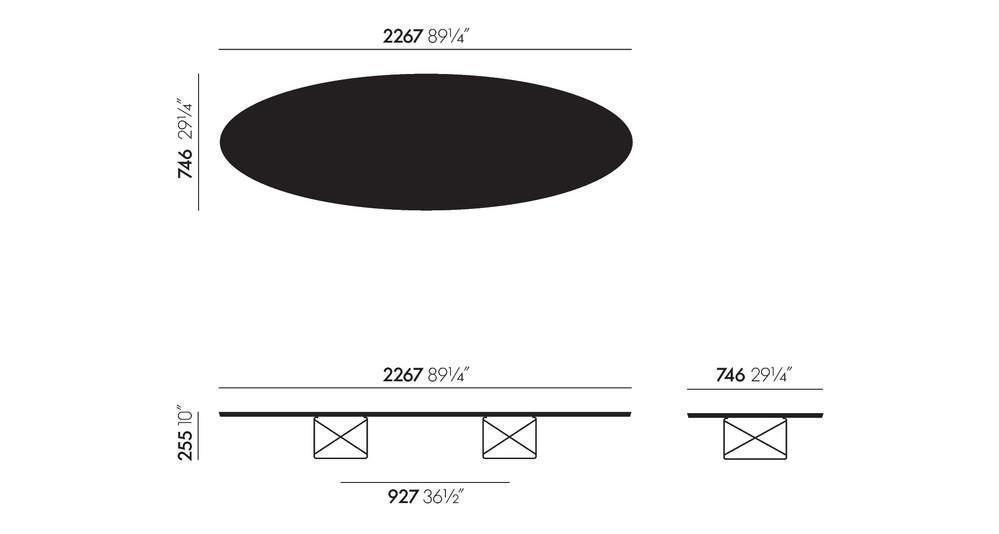 Dimensions of Elliptical Table ETR