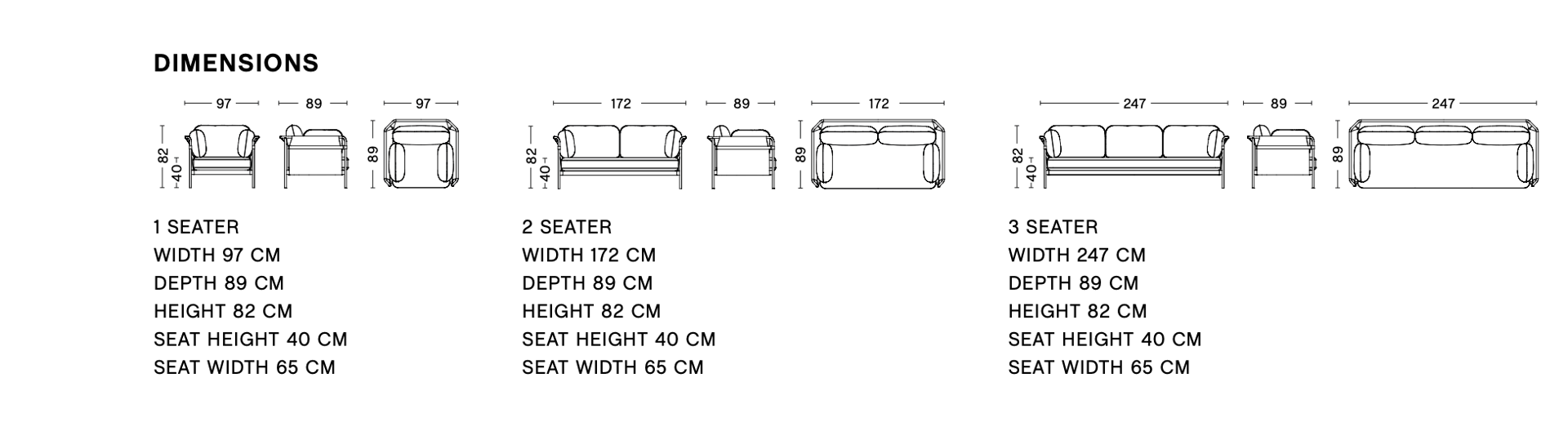 Dimensions of CAN 1 SEATER