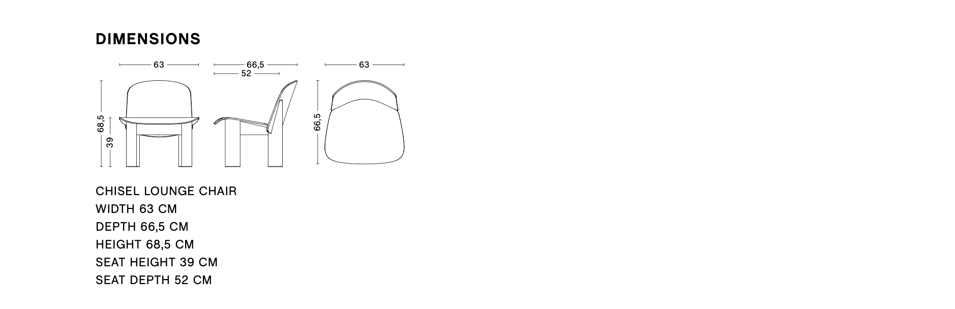 Dimensions of CHISEL LOUNGE CHAIR