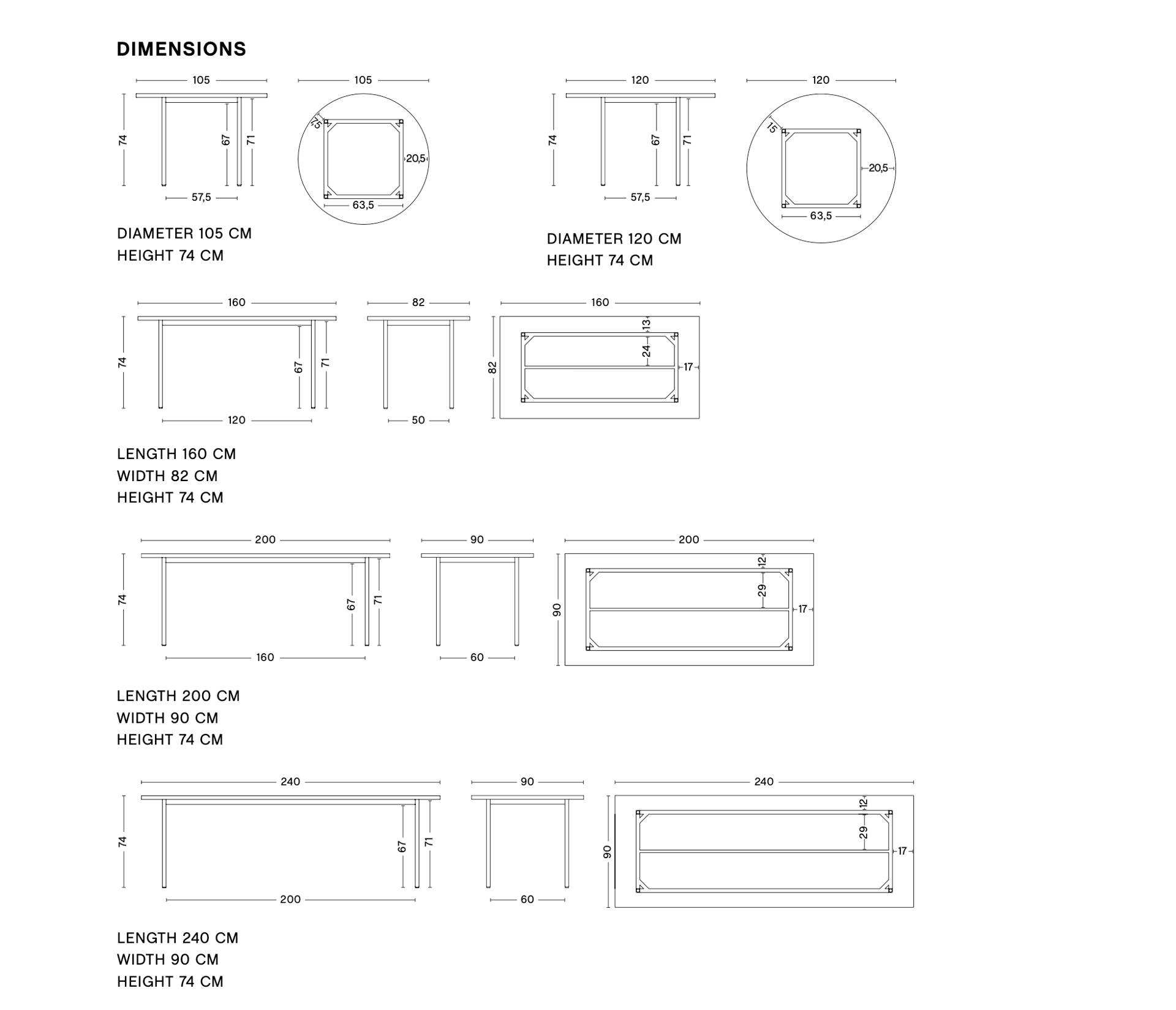 Dimensions of TWO-COLOUR