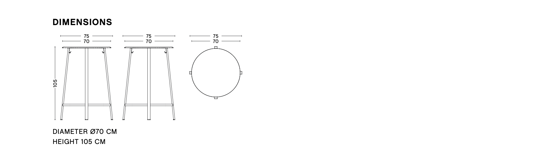Dimensions of REVOLVER TABLE