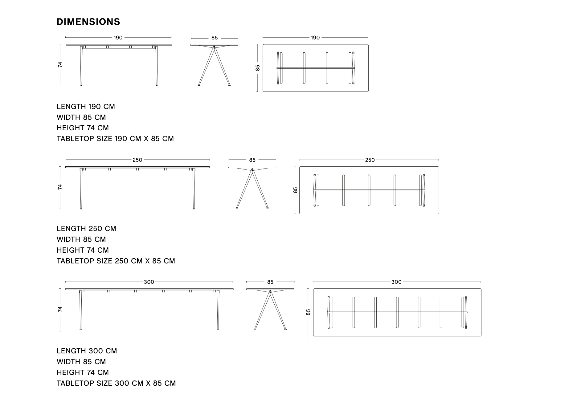 Dimensions of PYRAMID TABLE 02