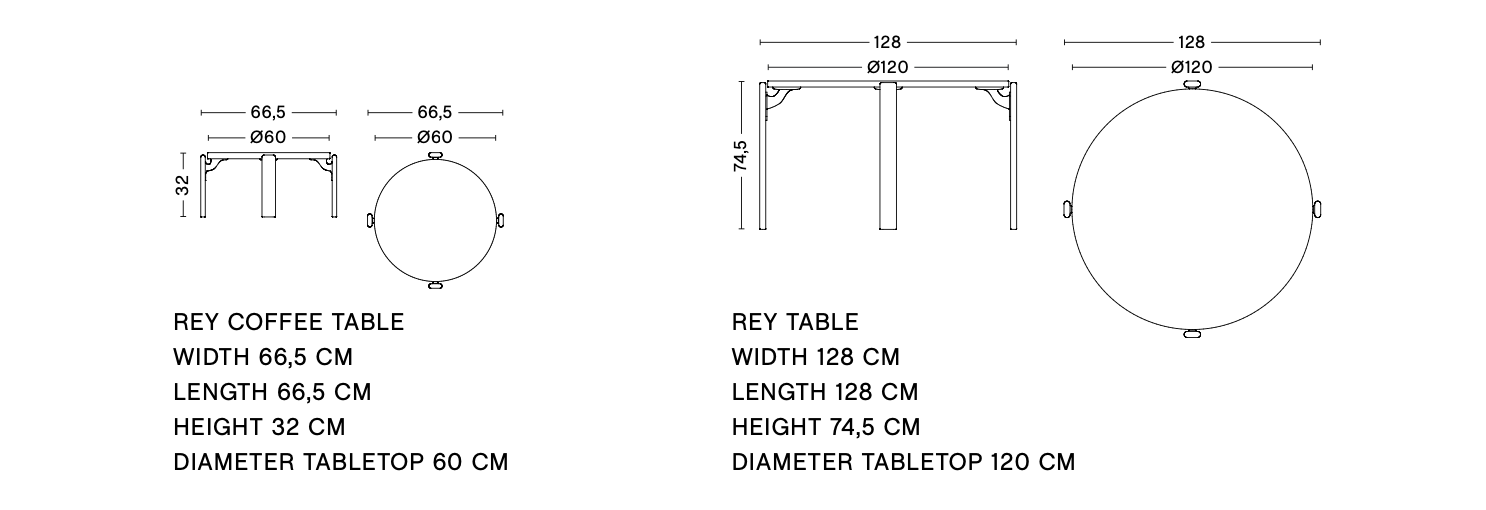 Dimensions of REY TABLE