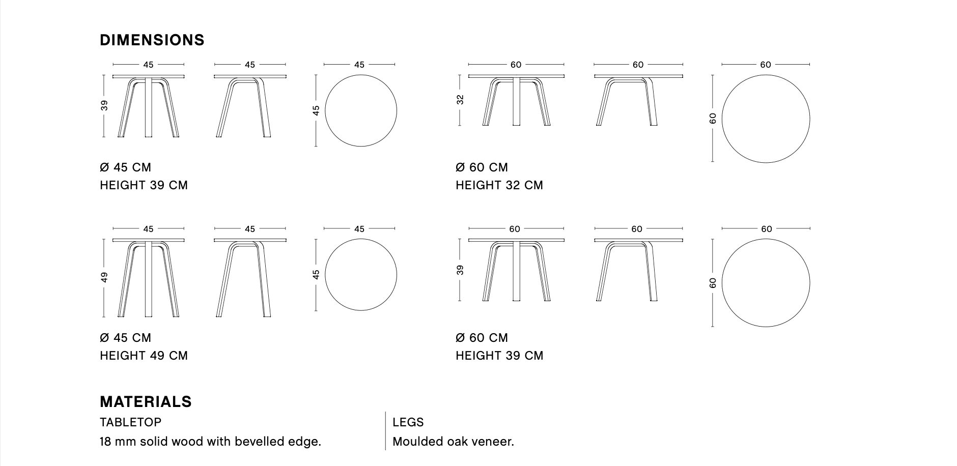 Dimensions of BELLA COFFEE TABLE