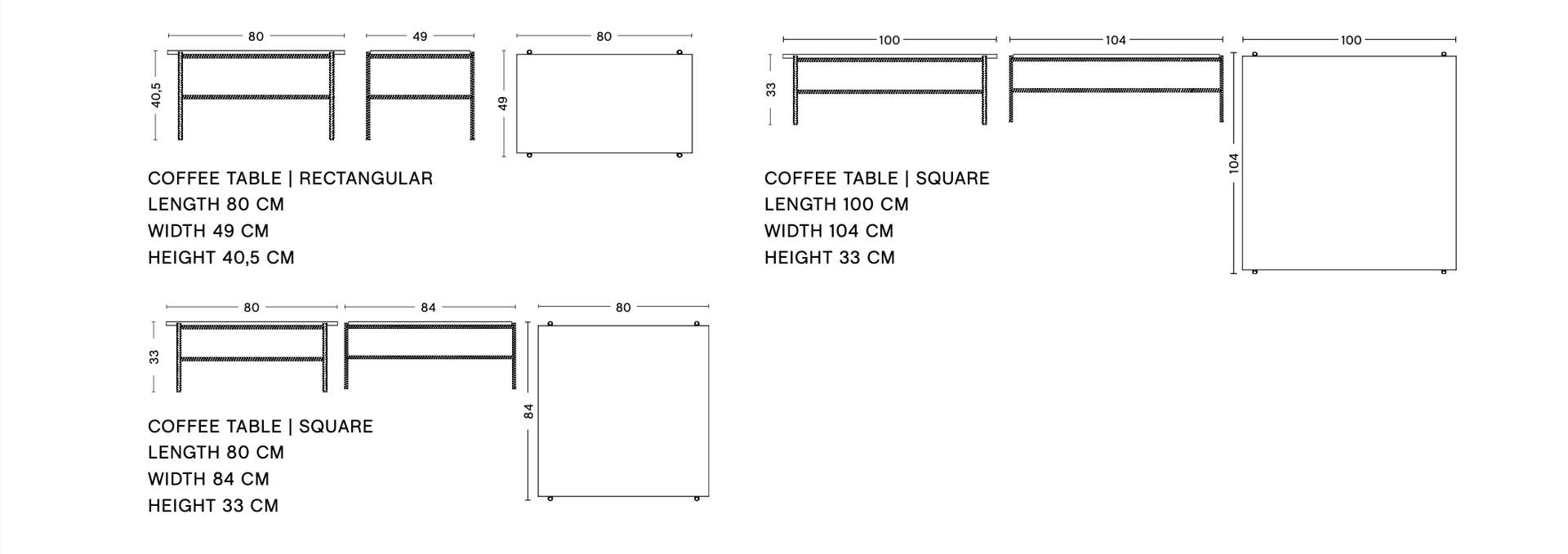 Dimensions of REBAR COFFEE TABLE