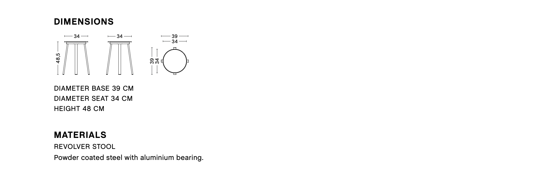 Dimensions of REVOLVER STOOL