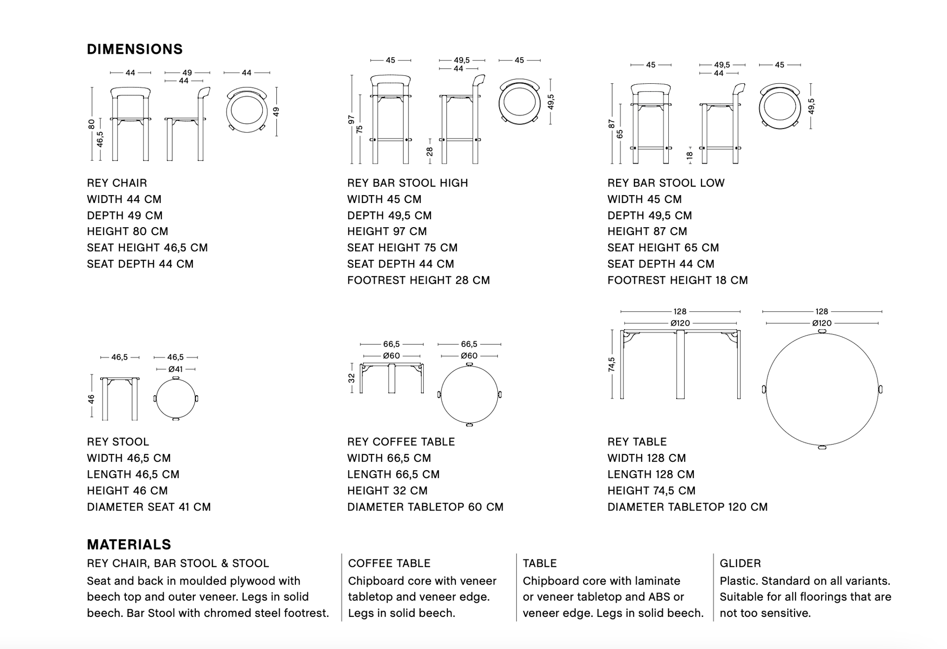Dimensions of REY STOOL